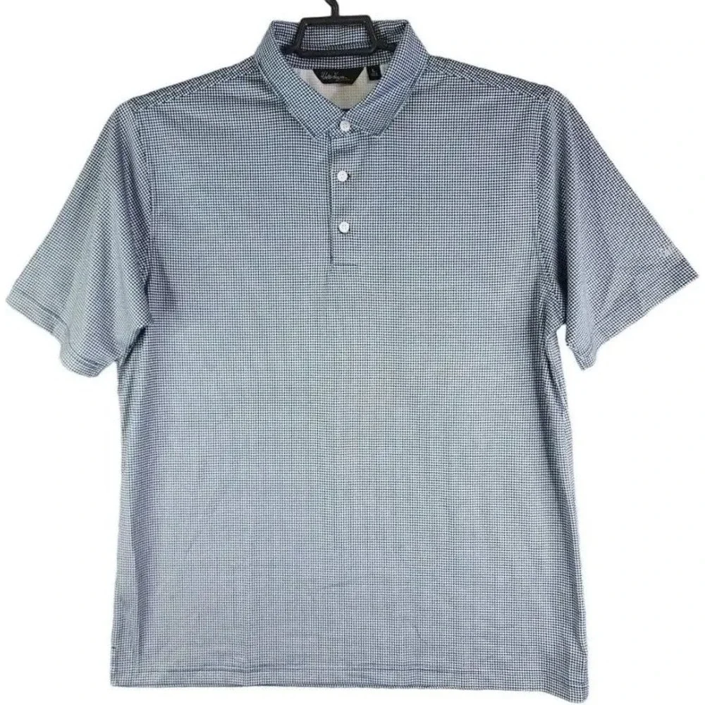 Walter Hagen Polo Shirt Houndstooth Print Men XL Grey HydroDri UPF 25+ New